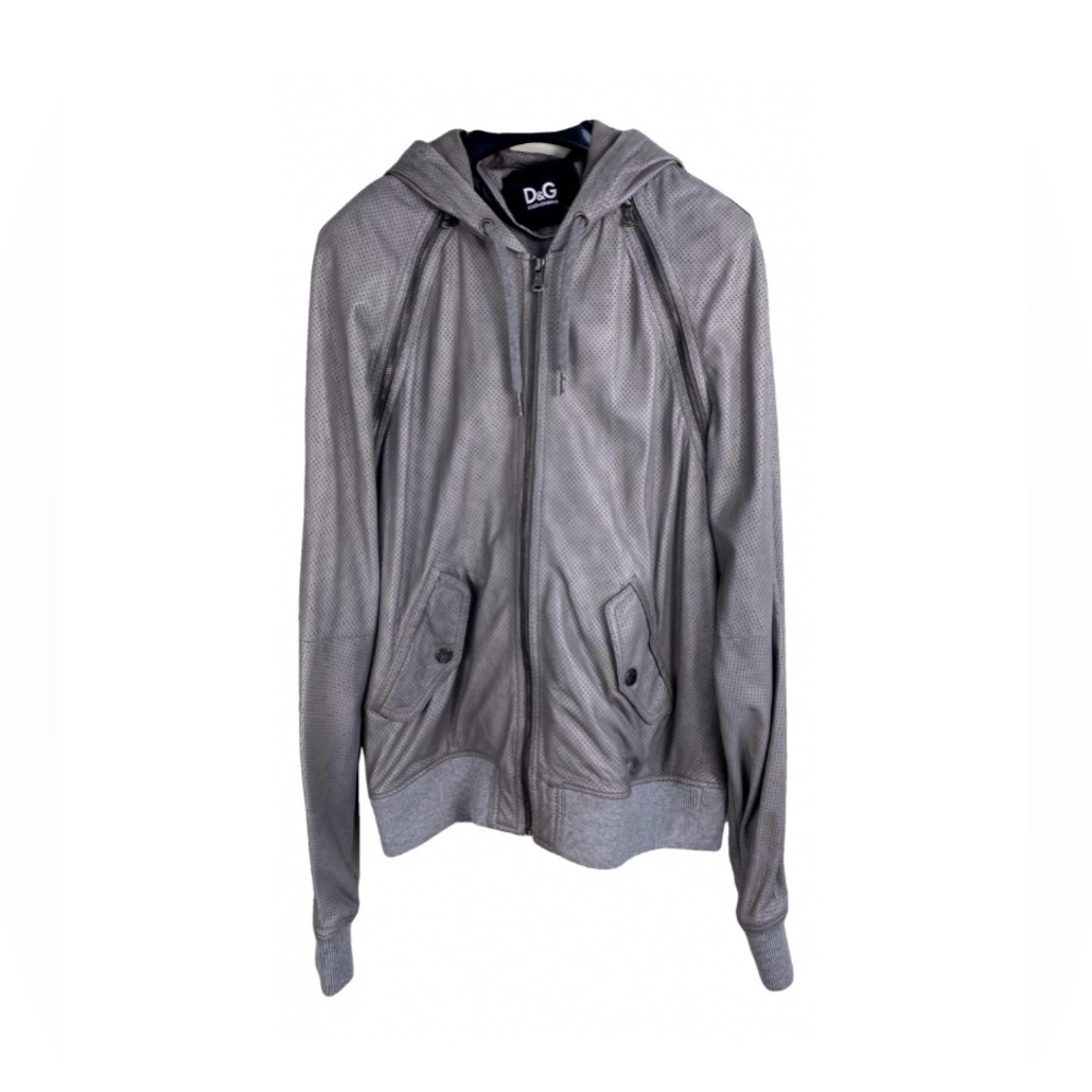 Dolce & Gabbana rare/limited edition perforated lambskin hybrid bomber jacket!